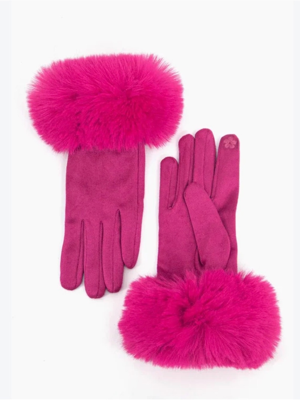 Top It Off Faux-Fur Cuff Women's Gloves Brite Pink. Touch Screen. Girlhoodcore!
